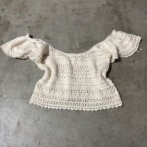 Sincerely Jules Cream Crochet Off-Shoulder Blouse